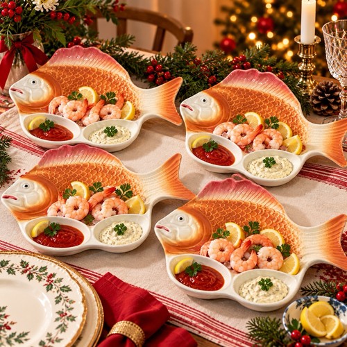 Vintage fish plates set 4 - plates,